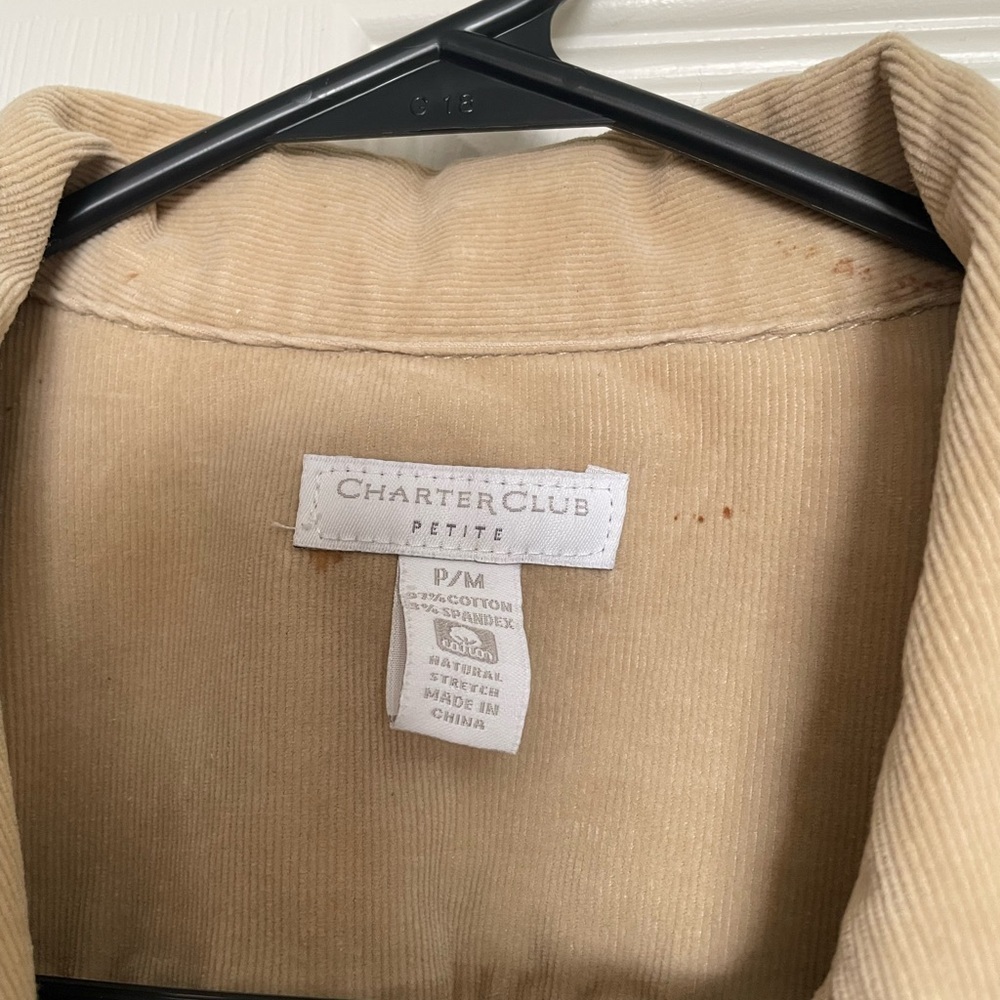 Charter Club Women’s Petite Medium Tan Button-Up Corduroy Jacket - Picture 8 of 11